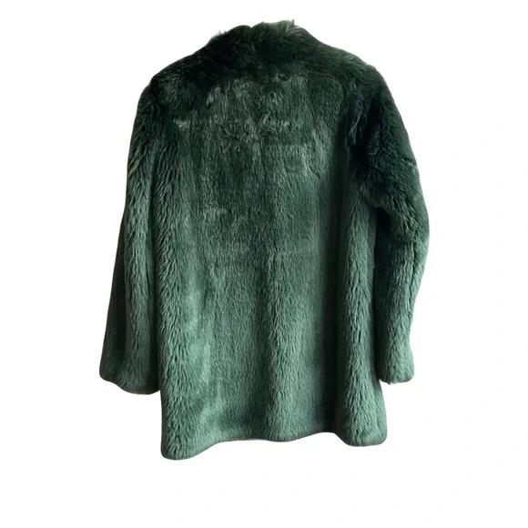 Babaton Fritz Faux Fur Jacket Size M Emerald Green Vegan Chubby Coat Cabincore - Picture 6 of 15